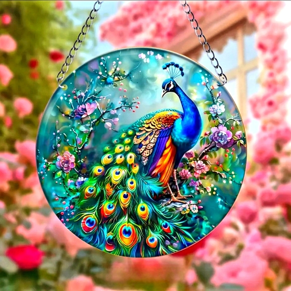 6" Acrylic Suncatcher - Peacock - Picture 1 of 4